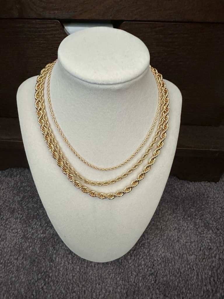 Electric Picks Triple-Layer Gold Rope Necklace Set Of 3 Necklaces